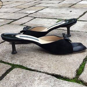 Vintage Mark Schwartz Black Suede Kitten Heels